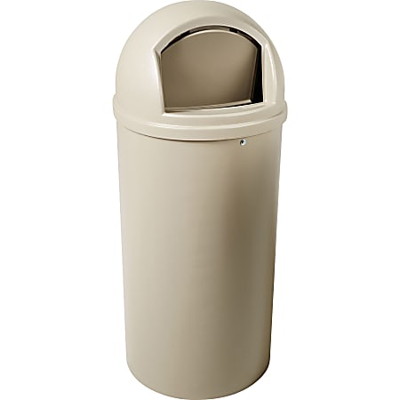 Rubbermaid® Marshal Round Polyethylene Trash Container, 42 x 18, 25  Gallons, Beige