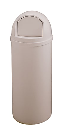 Rubbermaid® Marshal Round Polyethylene Trash Container, 42 x 18, 25  Gallons, Beige