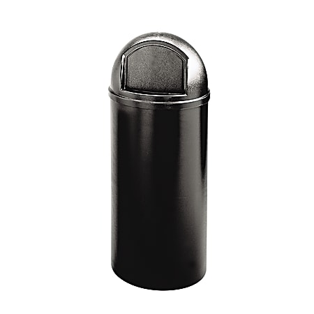 Rubbermaid® Marshal Round Polyethylene Classic Waste Container, 25 Gallons, 42"H x 18"W x 18"D, Black