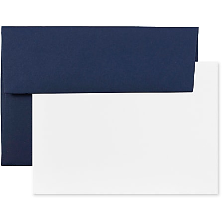 JAM Paper® Stationery Set, 4 3/4" x 6 1/2", Navy Blue/White, Set Of 25 Cards And Envelopes