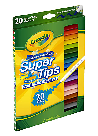 Crayola Washable Markers Super Tip Assorted Colors Box Of 20