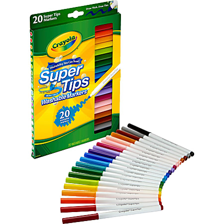 Crayola Washable Markers Super Tip Assorted Colors Box Of 20 ODP