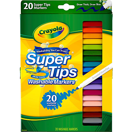 Crayola Washable Markers Super Tip Assorted Colors Box Of 20