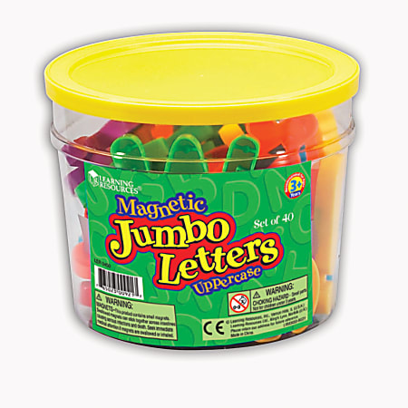 Learning Resources Jumbo Magnetic Uppercase Letters, 2 1/2", Multicolor, Pack Of 40