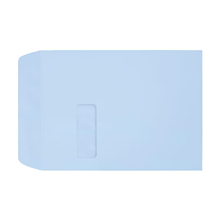 LUX #9 1/2 Open-End Window Envelopes, Top Left Window, Self-Adhesive, Baby Blue, Pack Of 500