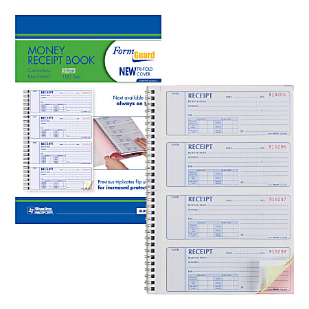 Rediform Prestige Money Receipt Book 3 Part Carbonless 7 58