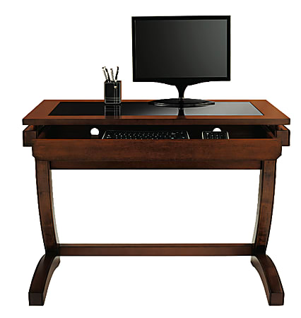 Realspace® Coastal Ridge Writing Desk, Mahogany/Black Glass