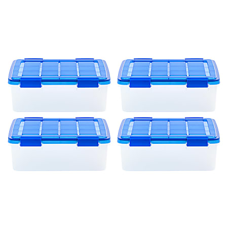 Iris Ultimate Weatherpro Storage Boxes, 19-3/4”L x 16-3/16”W x 10-1/4”H, 26.5 Qt, Clear, Set of 4