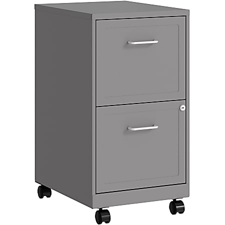 LYS Mobile File Cabinet - 14.3" x 18" x 26.5" - 2 x Drawer(s) for File, Document - Letter - Vertical - Glide Suspension, Locking Drawer, Mobility, Pull Handle - Silver - Baked Enamel - Steel - Recycled - Assembly Required