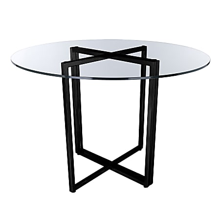 Eurostyle Legend Round Dining Table, 30”H x 36”W x 36”D, Matte Black/Clear