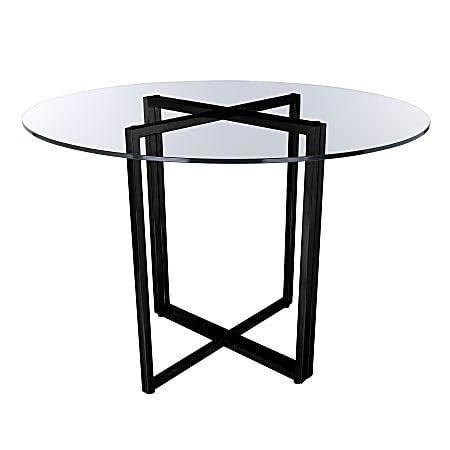 Eurostyle Legend Round Dining Table, 30&rdquo;H x 36&rdquo;W x 36&rdquo;D, Matte Black/Clear