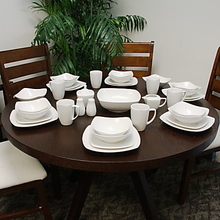 Gibson Zen Buffetware 39 Piece Dinnerware Set White Office Depot