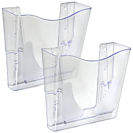 Azar Displays Single Vertical Pocket Wall Mount File Holders, 10&rdquo;H x 10-1/2&rdquo;W x 3-3/4&rdquo;D, Clear, Pack Of 2 Holders