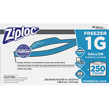 Ziploc Freezer And Storage Bags 1 Gallon Box Of 250 Bags - Office Depot