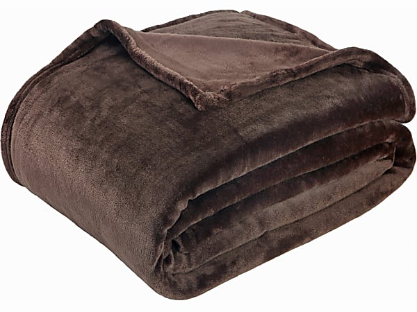 Sedona House® Premium Microfiber Velvet Plush Flannel Throw Blanket, 90" x 108" King, Coffee