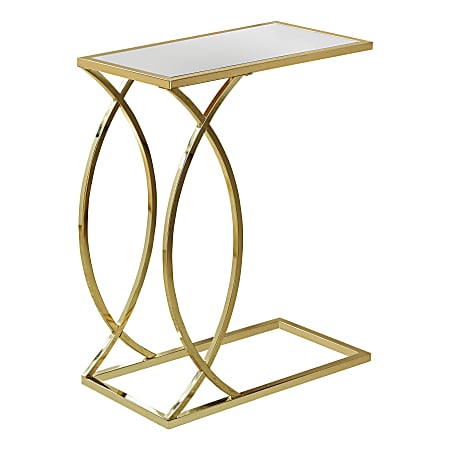 Monarch Specialties Mirror-Top Side Accent Table, Rectangular, Mirror/Gold