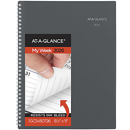AT-A-GLANCE® DayMinder® 2026 Weekly Monthly Planner, Gray, Large, 8 1/2" x 11"