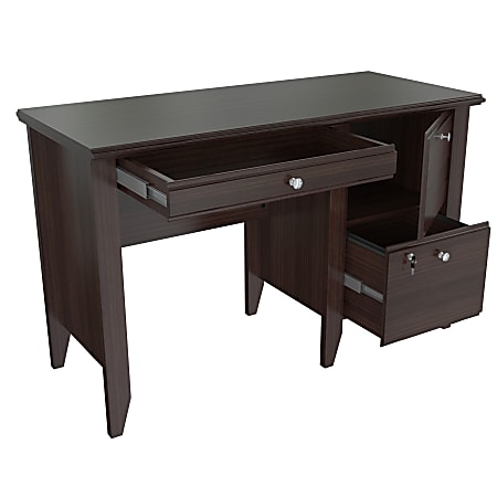Inval Sherbrook Computer/Writing Desk With Locking File Drawer, Espresso