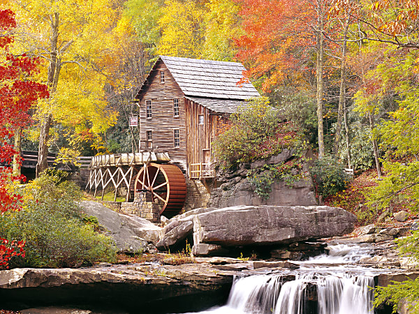 Biggies Landscape/Seascape Mural, 24" x 18", Unframed, Water Wheel