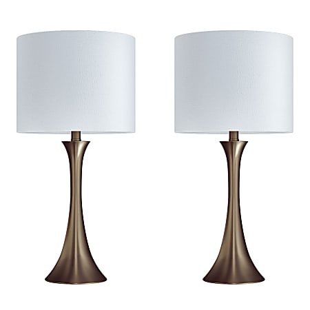 LumiSource Lenuxe Contemporary Table Lamps, 24-1/4”H, Off-White/Golden Bronze, Set Of 2 Lamps