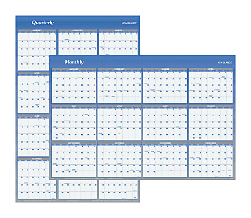 AT-A-GLANCE® Erasable/Reversible Wall Planner, 48" x 32", Blue/Gray, January-December 2015