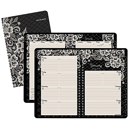 AT-A-GLANCE® Weekly/Monthly Planner, 5 1/2" x 8 1/2", 30% Recycled, Lacey, January 2017-January 2018