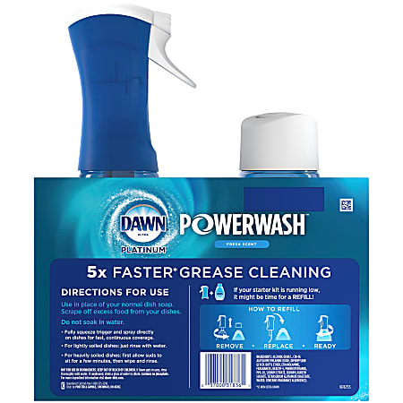 Dawn Platinum Powerwash,Fresh Scent Bundle,1 Spray 16oz + 3 Refills 16oz  each