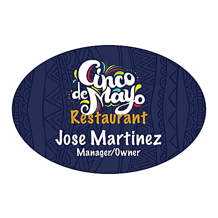 Custom Printed Full Color Oval Name Badge/Tag, 2" x 3"