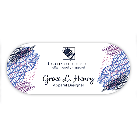 Custom Printed Full Color, Rounded Rectangle  Shape Name Badge/Tag, 1-1/8" x 3"