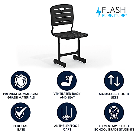 Flash Furniture Adjustable Pedestal Frame Student Chair Black