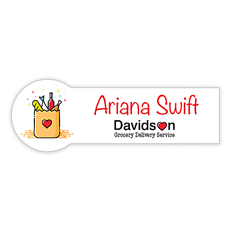 Custom Printed Full Color Metal Rectangle Name BadgeTag 1 x 3 Silver -  Office Depot