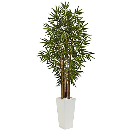 Nearly Natural Bamboo 60”H Artificial Tree With Tower Planter, 60”H x 30”W x 30”D, Green