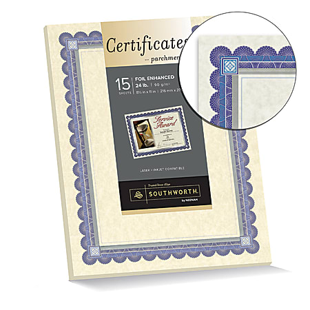 Southworth Foil Enhanced Preprinted Certificate Refills 8 12 x 11