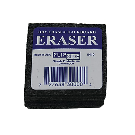 Flipside Student Erasers, 2"H x 2"W x 1"D, Black, 12 Erasers Per Class Pack, Pack Of 2 Class Packs