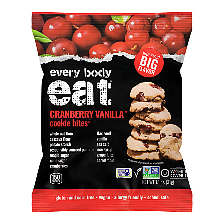 Every Body Eat Cranberry Vanilla Cookie Bites, 1.1 Oz, Total Qty 20