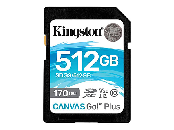 Kingston Canvas Go! Plus - Flash memory card - 512 GB - Video Class V30 / UHS-I U3 / Class10 - SDXC UHS-I
