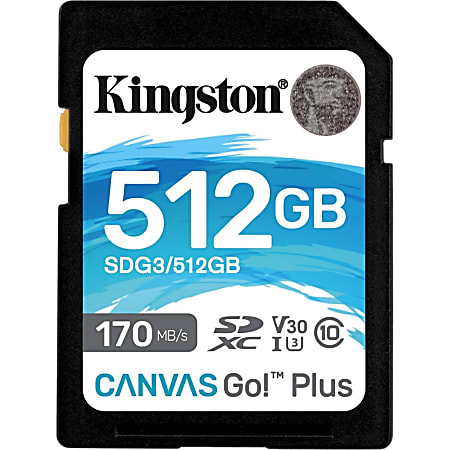 Kingston Canvas Go! Plus 512 GB Class 10/UHS-I (U3) SDXC - 170 MB/s Read - 90 MB/s Write