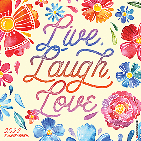 Willow Creek Press Inspirational Monthly Wall Calendar, 12" x 12", Live Laugh Love, January To December 2022
