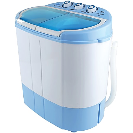 Pure Clean Compact and Portable Washer and Spin Dryer Top Loading 7.70 lb Washer Load Capacity 3.30 lb 120 V AC Input Voltage 26.40 Power Cord Length White Light Blue Blue Office Depot