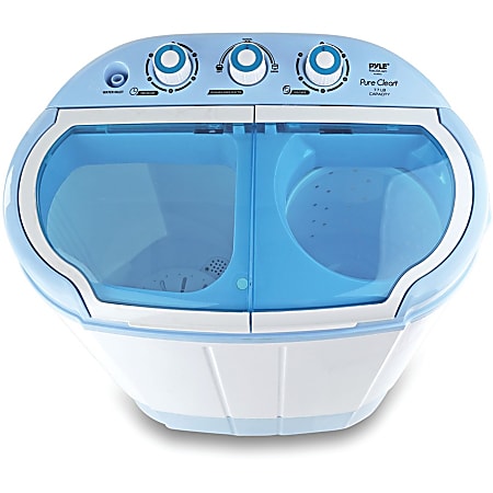 Pure Clean Compact and Portable Washer and Spin Dryer Top Loading 7.70 lb  Washer Load Capacity 3.30 lb 120 V AC Input Voltage 26.40 Power Cord Length  White Light Blue Blue - Office Depot