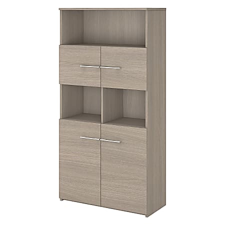 Bush Business Furniture Office 500 70"H 5-Shelf Bookcase With Doors, Sand Oak, Standard Delivery