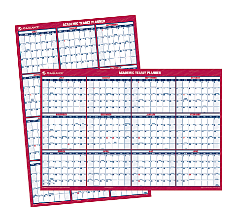 AT-A-GLANCE® 1-Year Academic Erasable/Reversible Wall Planner, 48 3/8" x 32 3/8", July 2014-June 2015