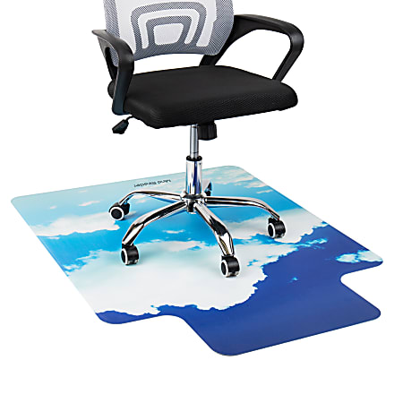 Mind Reader 9-to-5 Collection Polycarbonate Office Chair Mat For Hard Floor, 47-1/4" x 35-1/2", Head In The Clouds, Blue