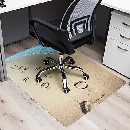 Mind Reader Polycarbonate Office Chair Mat For Hard Floor 47 14 x 35 14 Lifes A Beach Tan Office Depot