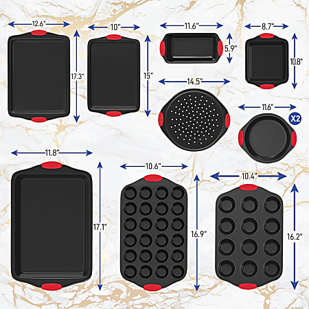 NutriChef 10-Piece Non-Stick Kitchen Oven Baking Pans - 10 Pieces - Baking, Cooking - Dishwasher Safe - NCSBS10S