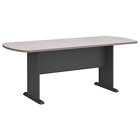 Bush Business Furniture 79"W x 34"D Racetrack Oval Conference Table, Pewter/White Spectrum, Premium Installation