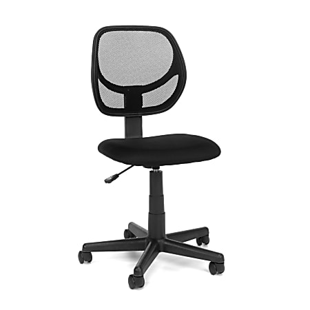 Essentials by OFM Armless Mesh/Fabric Low-Back Task Chair, Black