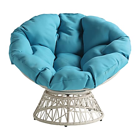 Office Star™ Papasan Wicker Chair, Blue/Cream