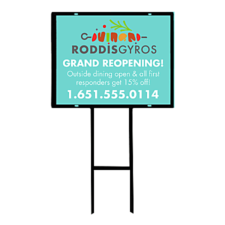 Custom Full-Color Aluminum Outdoor Sign With Holder, 2-Sided, 20" x 28"