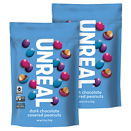 Unreal Dark Chocolate Peanut Gems, 5 Oz, Pack Of 2 Bags